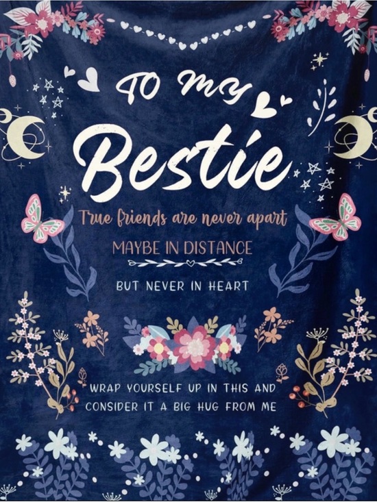 Other - To My Bestie Floral Navy Throw Blanket